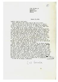 Carta de Luis Cernuda a Camilo José Cela. México, 11 de enero de 1961
