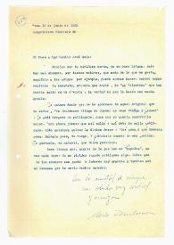 Carta de María Zambrano a Camilo José Cela. Roma, 10 de junio de 1963
