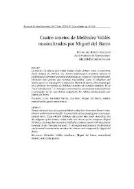 Cuatro sonetos de Meléndez Valdés musicalizados por Miguel del Barco