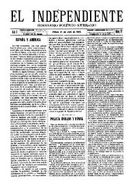 El independiente : Semanario Político-Literario (Villena). Núm. 22, 31 de julio de 1892