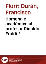 Homenaje académico al profesor Rinaldo Froldi