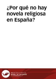 ¿Por qué no hay novela religiosa en España?