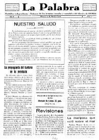 La Palabra : Periódico Independiente. Defensor de los Intereses Morales y Materiales del Distrito de Denia. Núm. 1, 12 de abril de 1930