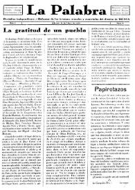 La Palabra : Periódico Independiente. Defensor de los Intereses Morales y Materiales del Distrito de Denia. Núm. 8, 31 de mayo de 1930