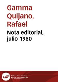 Nota editorial, julio 1980