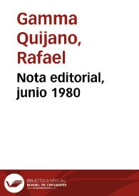 Nota editorial, junio 1980