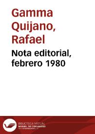 Nota editorial, febrero 1980