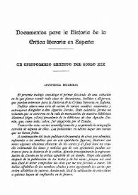 Documentos para la Historia de la Crítica literaria en España. Un epistolario erudito del siglo XIX