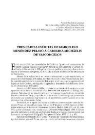 Tres cartas inéditas de Marcelino Menéndez Pelayo a Carolina Michäelis de Vasconcelos