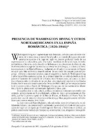 Presencia de Washington Irving y otros norteamericanos en la España romántica (1826-1846)