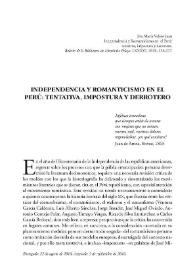 Independencia y Romanticismo en el Perú: tentativa,
impostura y derrotero