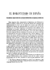 El Romanticismo en España. Caracteres especiales de su desenvolvimiento en algunas provincias 