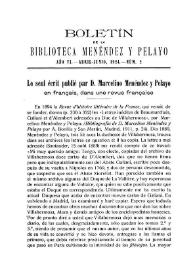 Le seul écrit publié par D. Marcelino Menéndez y Pelayo en français, dans une revue française