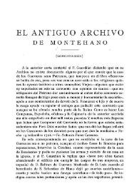 El antiguo archivo de Montehano (continuación)