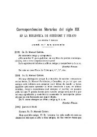Correspondencias literarias del siglo XIX en la Biblioteca de Menéndez Pelayo