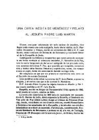 Una carta inédita de Menéndez y Pelayo al jesuita Padre Luis Martín