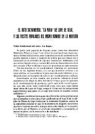 El auto sacramental 'La Maya' de Lope de Vega, y las fiestas populares del mismo nombre en la Montaña