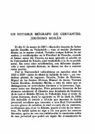 Un notable biógrafo de Cervantes: Jerónimo Morán