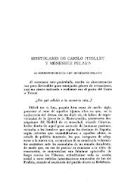 Epistolario de Camilo Pitollet y Menéndez Pelayo