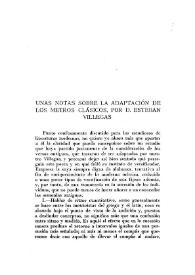 Unas notas sobre la adaptación de los metros clásicos por D. Esteban Villegas