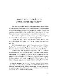 Nota bibliográfica sobre Menéndez Pelayo