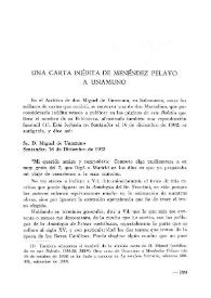 Una carta inédita de Menéndez Pelayo a Unamuno