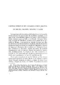 Cartas inéditas de Cadalso a un P. jesuita, en inglés, francés, español y latín