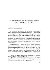 El Cartapacio de Francisco Morán de la Estrella (ca.1585)