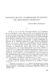 Menéndez Pelayo: un programa de historia del pensamiento hispánico