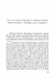 Una relación literaria y cordial: Benito Pérez Galdós y Ventura Ruiz Aguilera
