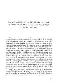 La afirmación de la identidad cultural peruana en el Inca Garcilaso de la Vega y Ricardo Palma