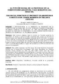 La función social de la propiedad en la Constitución argentina: tres momentos del siglo XX