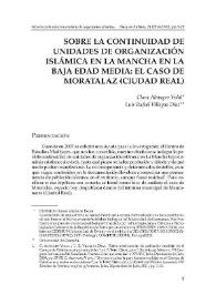 Sobre la continuidad de unidades de organización islámica en La Mancha en la Baja Edad Media: el caso de Moratalaz (Ciudad Real)