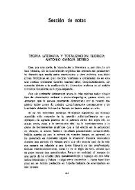 Teoría literaria y totalización teórica: Antonio García Berrio
