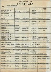 Hurok attractions, Inc. Itinerary for Artur Rubinstein