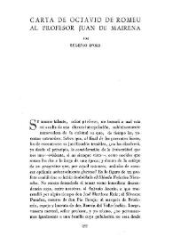 Carta de Octavio de Romeu al profesor Juan de Mairena