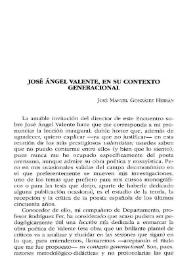 José Ángel Valente, en su contexto generacional