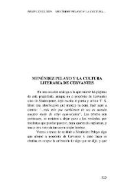 Menéndez Pelayo y la cultura literaria de Cervantes