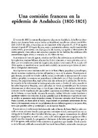 Una comisión francesa en la epidemia de Andalucía (1800-1801)