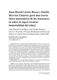 Juan David García Bacca y Emilio Herrera Linares: para una teoría físico-matemática de los fantasmas (o sobre la supervivencia/inmortalidad del alma)