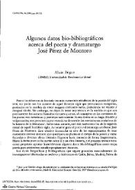 Algunos datos bio-bibliográficos acerca del poeta y dramaturgo José Pérez de Montoro 