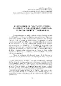 El Memorial de Paravicino contra Calderón y el Parecer del Cardenal de Trejo: edición y comentario