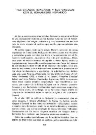 Tres baladas húngaras y sus vínculos en el romancero hispánico