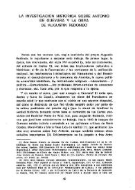 La investigación histórica sobre Antonio de Guevara y la obra de Augustin Redondo