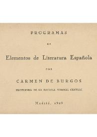 Programas de Elementos de Literatura Española
