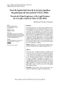 Hacia la legitimidad ética de la decisión jurídica: los principios de ética judicial (CGPJ, 2016)