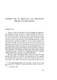 Autores del 98. Relación con Menéndez Pelayo y su Biblioteca