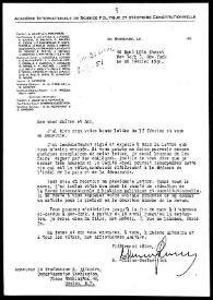 Carta de B. Mirkine-Guetzévitch a Rafael Altamira, solicitando más ejemplares de la carta relativa a su candidatura al Premio Nobel. New York, 28 de febrero de 1951