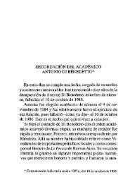 Recordación del académico Antonio Di Benedetto