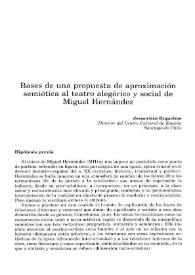 Bases de una propuesta de aproximación semiótica al teatro alegórico y social de Miguel Hernández